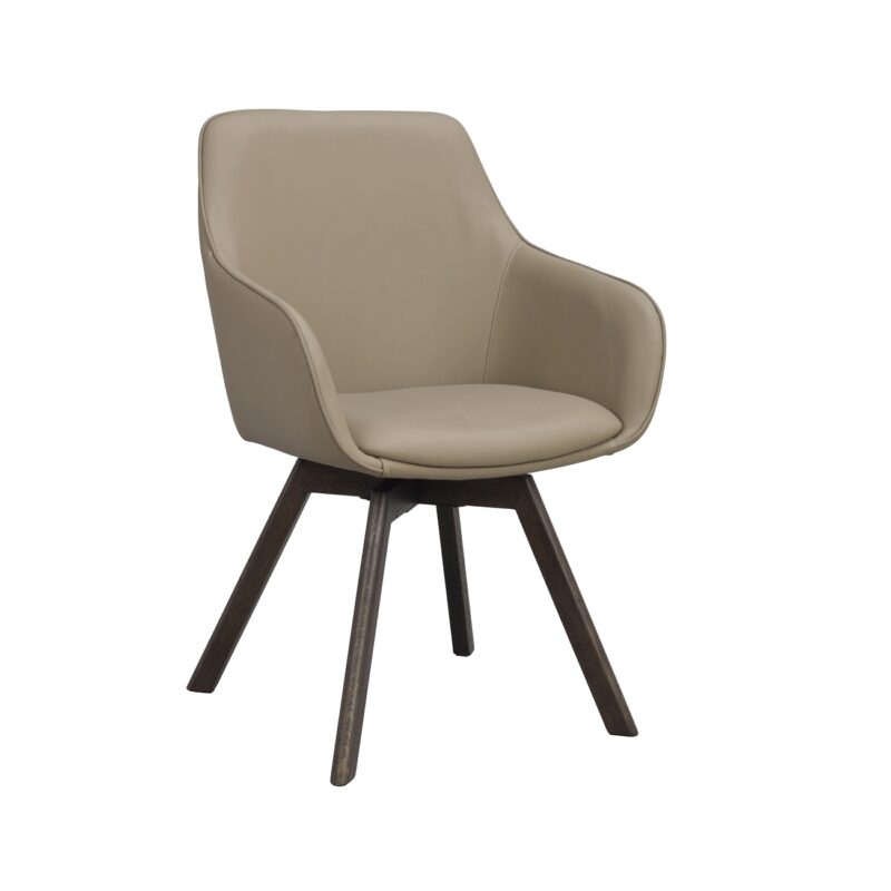 Alison käsinojatuoli beige nahka/ruskea