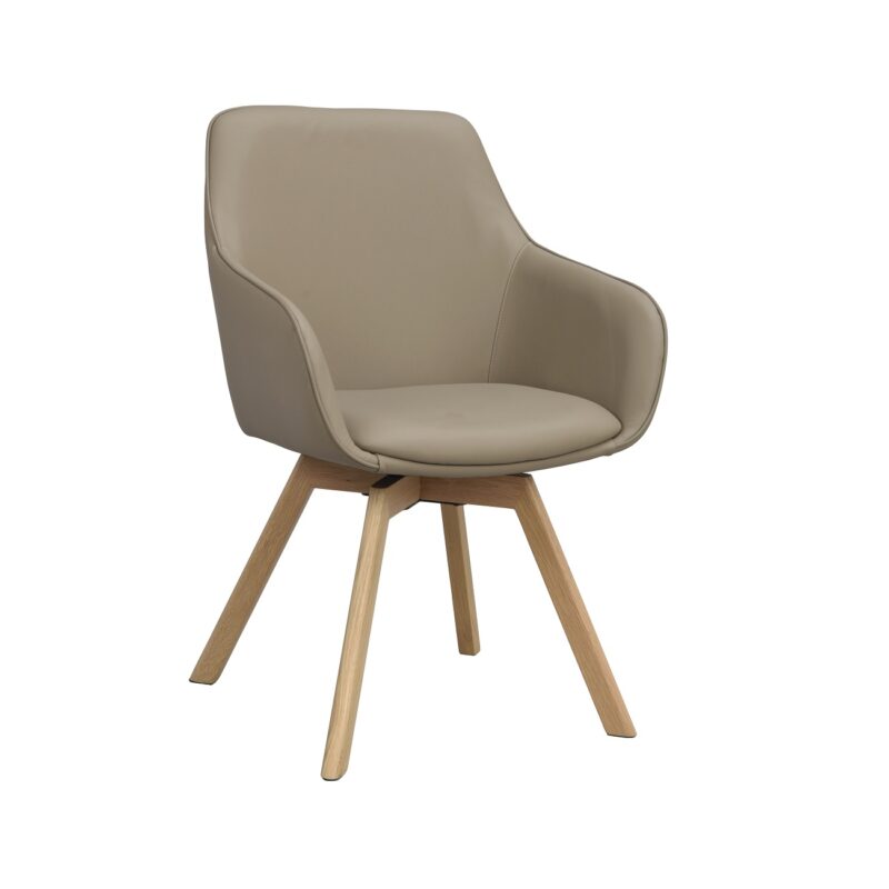 Alison käsinojatuoli beige nahka/tammi
