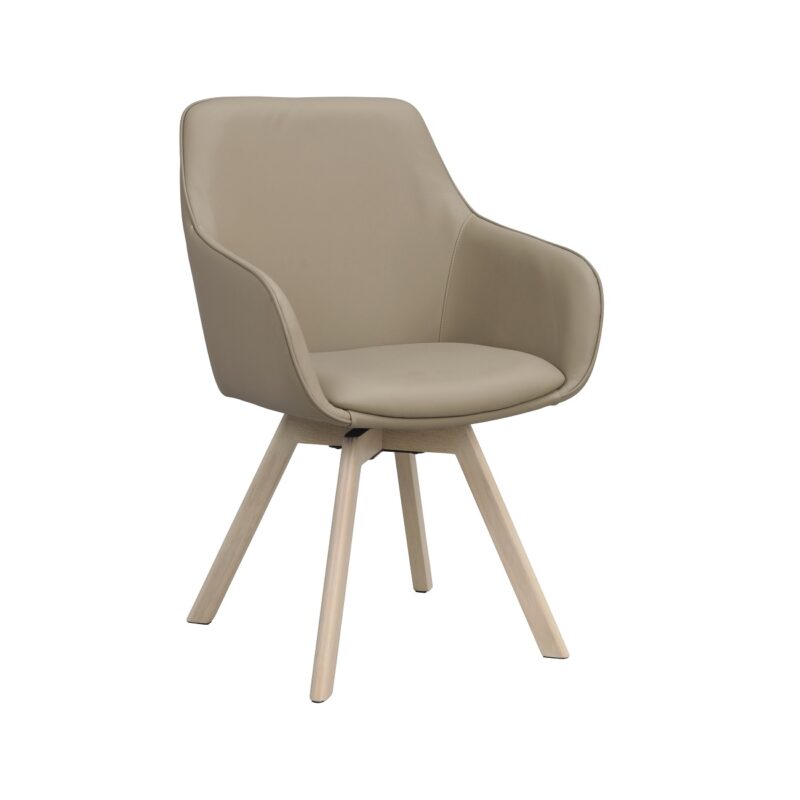 Alison käsinojatuoli beige nahka/valkopesty