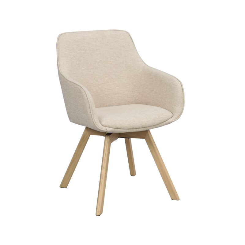Alison käsinojatuoli vaalea beige/tammi