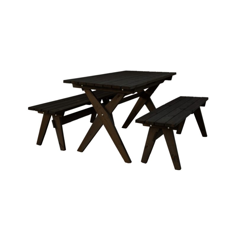 EcoFurn Granny puutarhasetti, mänty musta öljytty