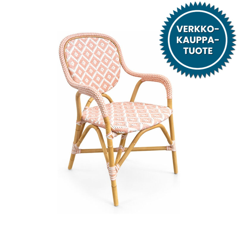 Holmenäs käsinojatuoli, vaaleanpunainen